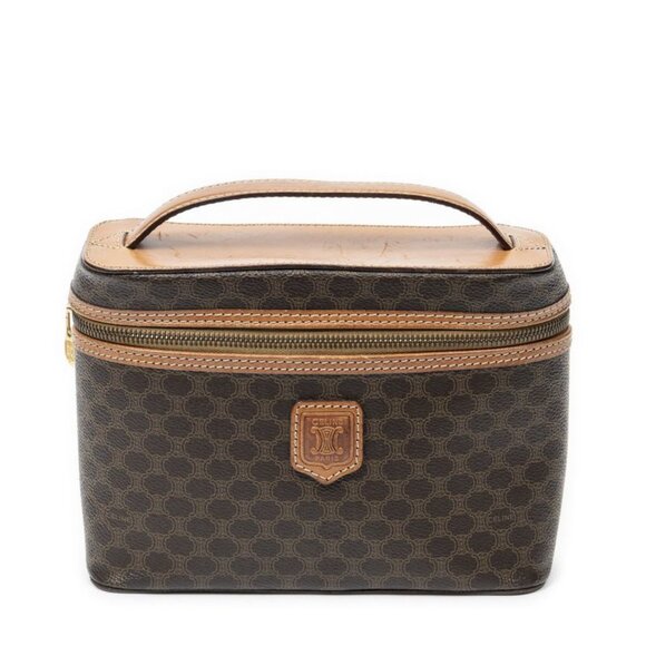 Celine Top Handle Toiletries Pouch Brown Macadam Canvas AB